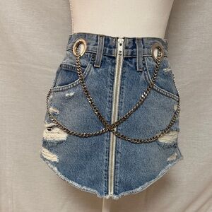 Carmar Denim Chain-Embellished Mini Skirt Sz. 26